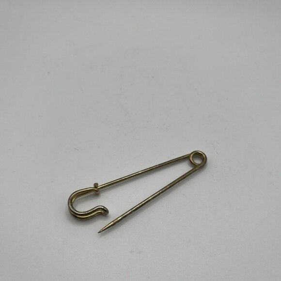 Vintage Safety Pin Gold Tone Brass Large Brooch 3” Maximalist Teacher Kilt Shawl - Picture 5 of 5